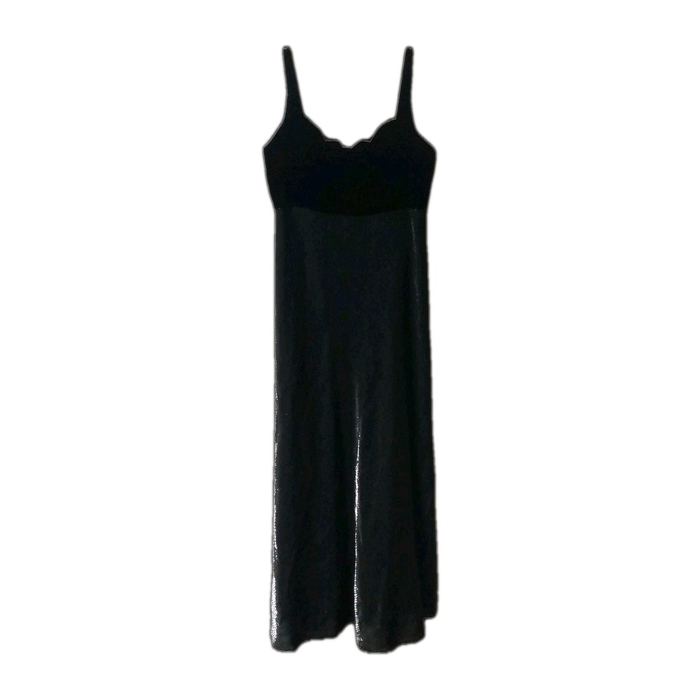 VTG Cache Black Velvet Top, Metallic Bottom Maxi‎ Y2k Prom Style Dress Small